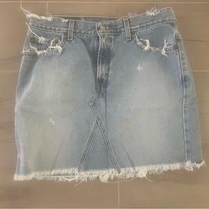 Levis deconstructed distressed denim mini skirt juniors 11 light wash